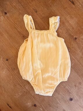 Dylan & Abby Yellow Baby Romper with Lace Trim